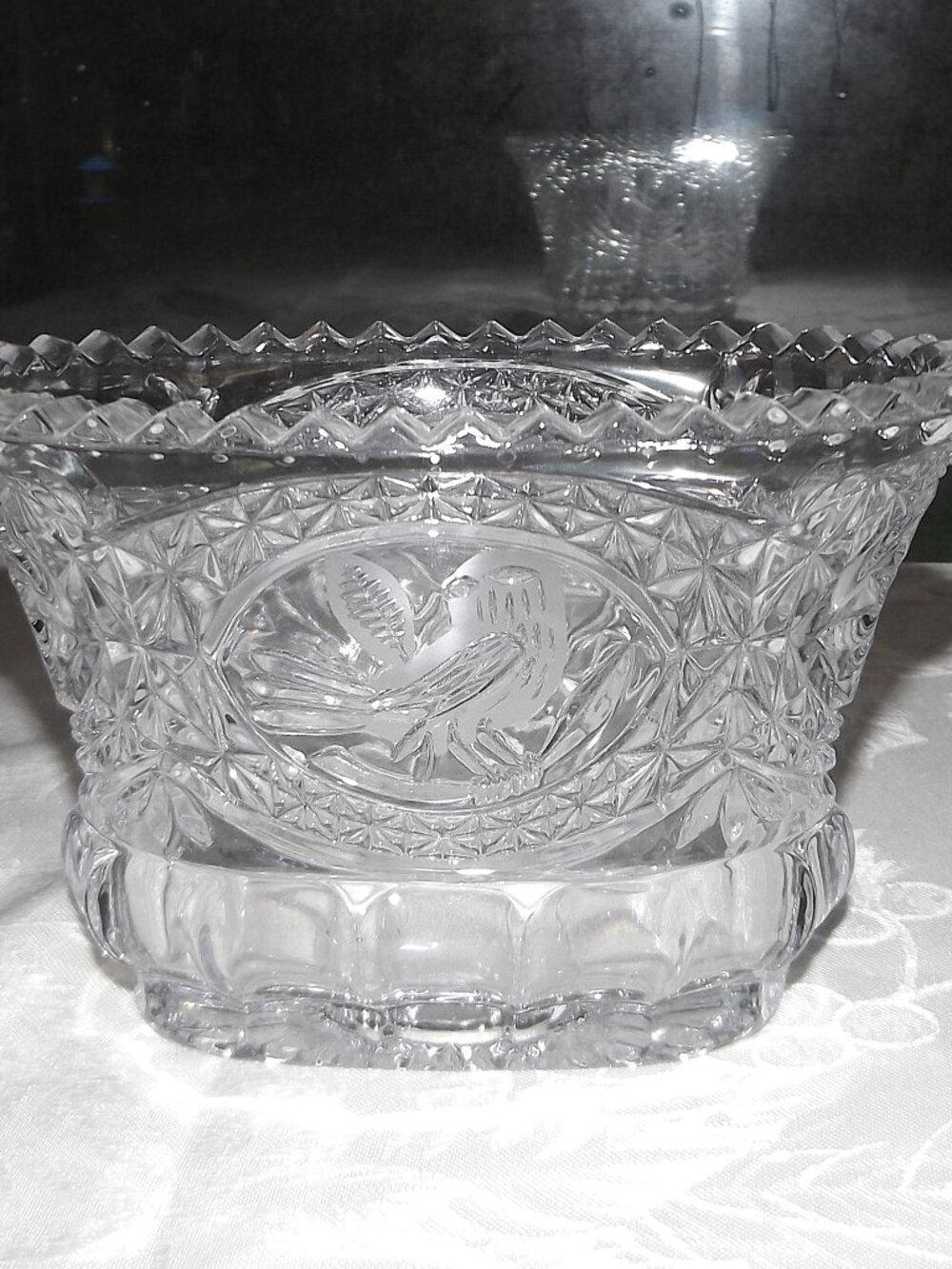 Vintage Hofbauer Brydes Crystal Germany 6” Oval Bowl 24% Lead Glass